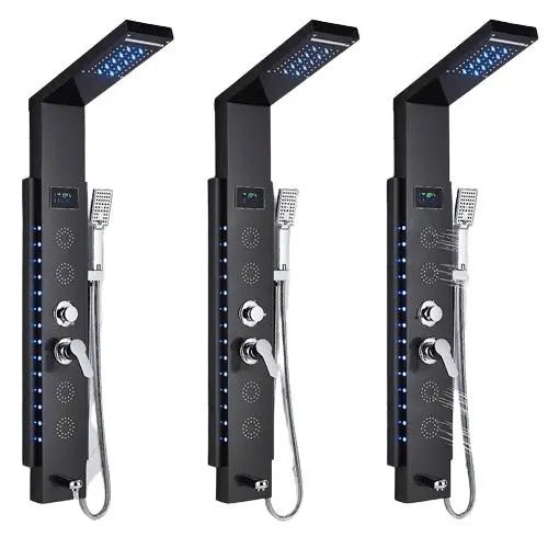 Douchepaneel Opbouwdouche SaniSupreme® Locarno met hand - en voetendouche LCD Premium zwart