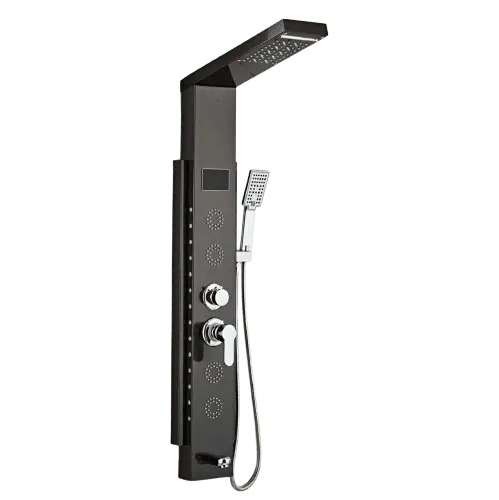 Douchepaneel Opbouwdouche SaniSupreme® Locarno met hand - en voetendouche LCD Premium zwart