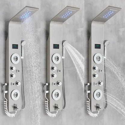 Douchepaneel Opbouwdouche SaniSupreme® Palermo LCD Premium Zilver Brush