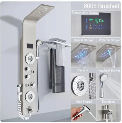 Douchepaneel Opbouwdouche SaniSupreme® Palermo LCD Premium Zilver Brush