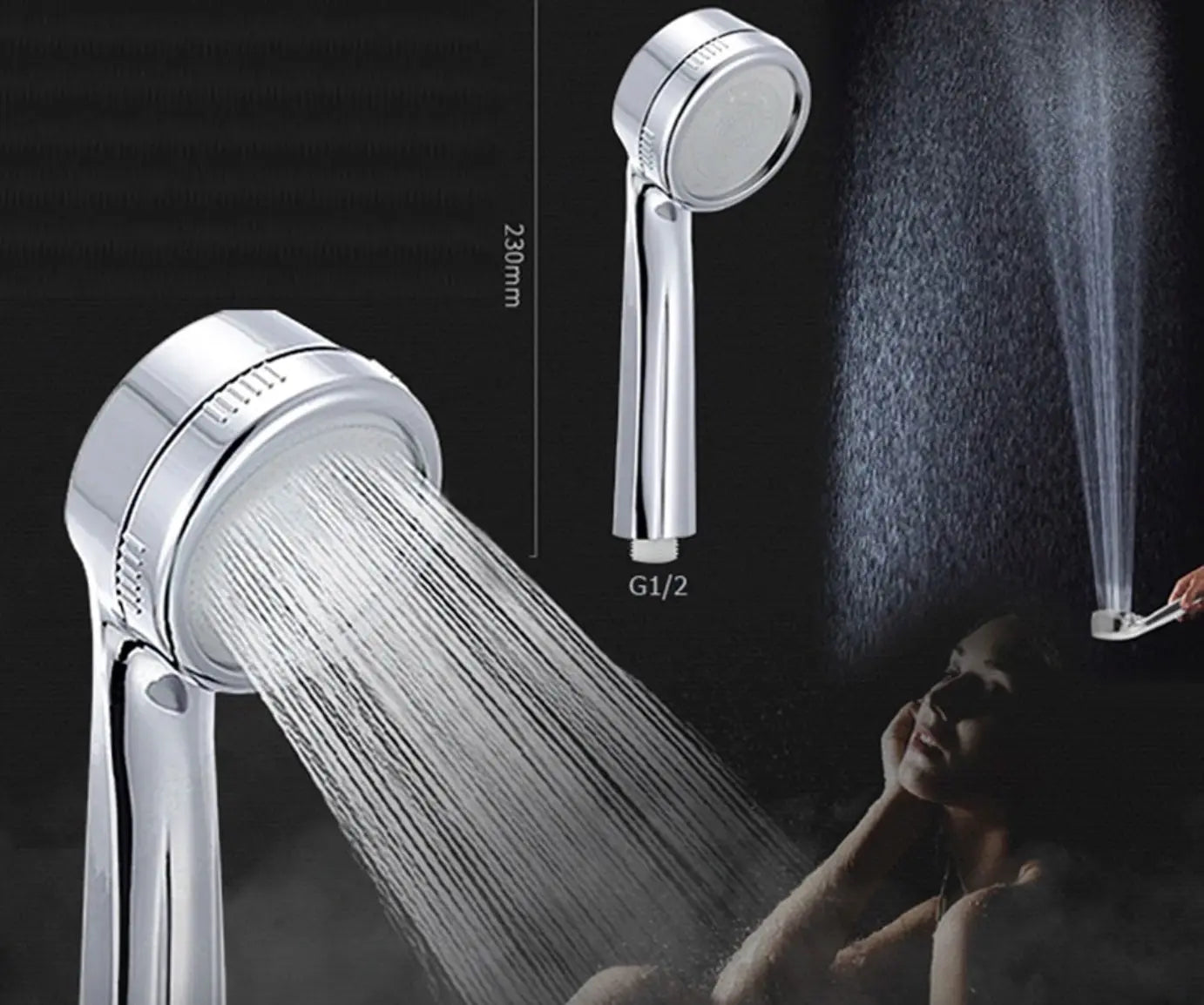 Douchepaneel Opbouwdouche SaniSupreme® Palermo LCD Premium Zilver Brush