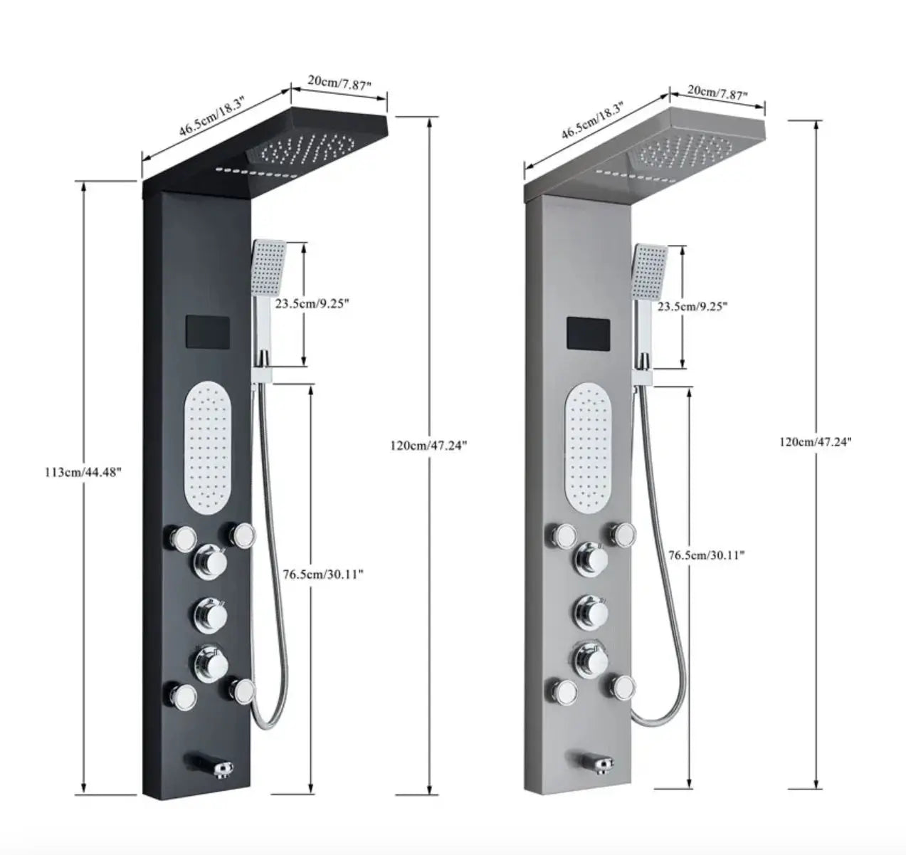 Douchepaneel Opbouwdouche SaniSupreme® Savona LCD Premium mat zwart
