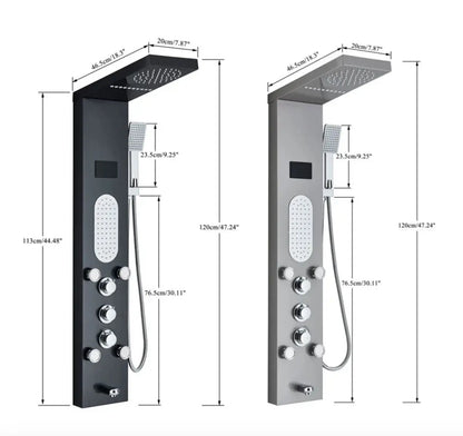 Douchepaneel Opbouwdouche SaniSupreme® Savona LCD Premium mat zwart