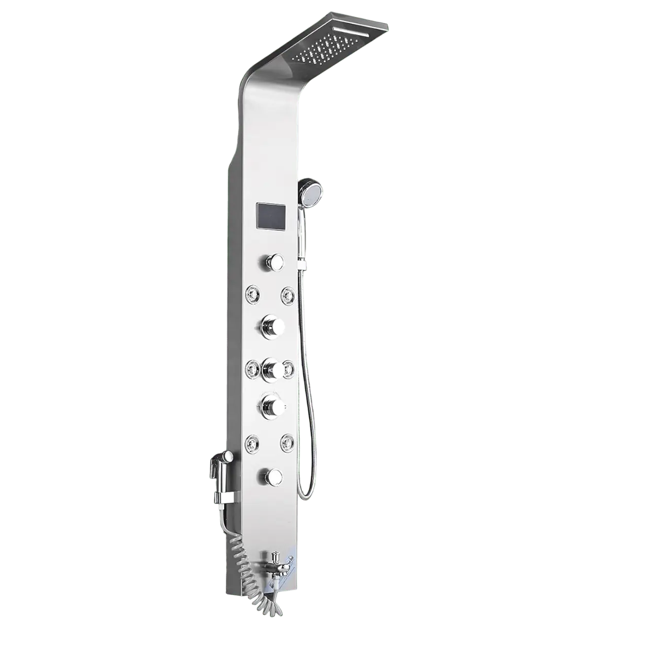 Douchepaneel Opbouwdouche SaniSupreme® Sicilie met hand - en voetendouche LCD Premium zilver brushed