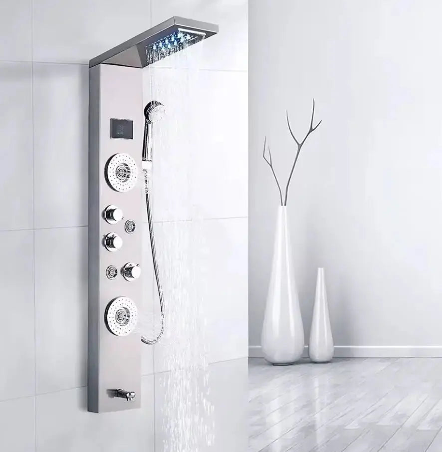 Douchepaneel Opbouwdouche SaniSupreme® Venetië LCD Zilver Geborsteld TK1