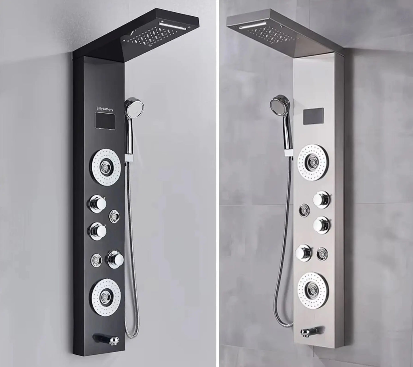 Douchepaneel Opbouwdouche SaniSupreme® Venetië LCD Zilver Geborsteld TK1