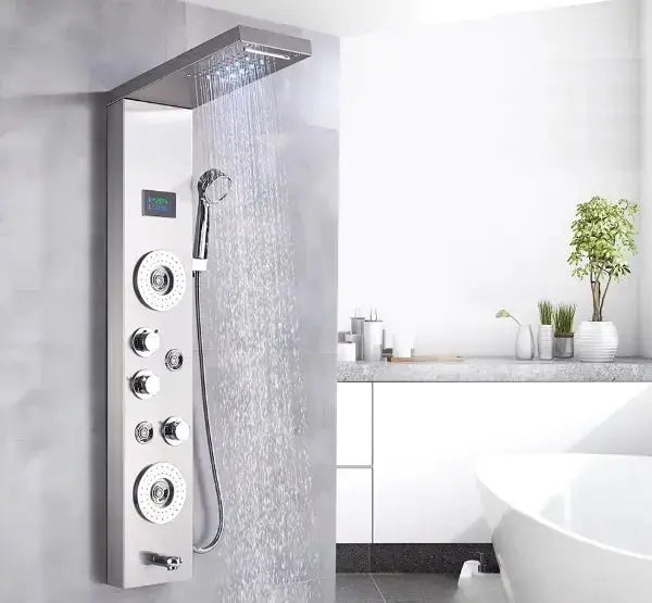 Douchepaneel Opbouwdouche SaniSupreme® Venetië LCD Zilver Geborsteld TK1