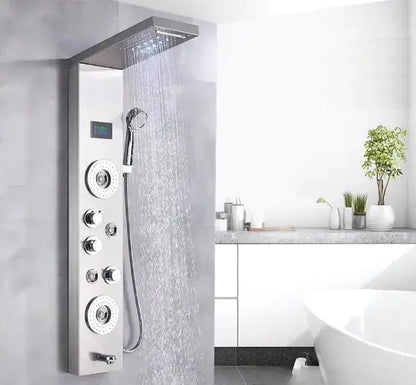 Douchepaneel Opbouwdouche SaniSupreme® Venetië LCD Zilver Geborsteld TK1