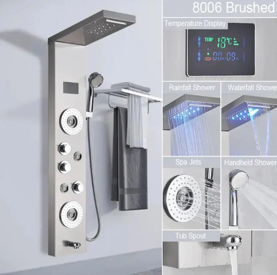 Douchepaneel Opbouwdouche SaniSupreme® Venetië LCD Zilver Geborsteld TK1