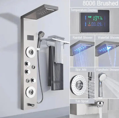 Douchepaneel Opbouwdouche SaniSupreme® Venetië LCD Zilver Geborsteld TK1