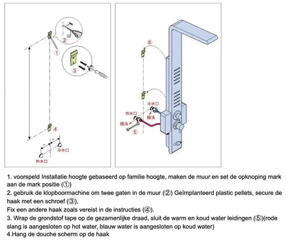 Douchepaneel Opbouwdouche SaniSupreme® Venetië LCD Zilver Geborsteld TK1