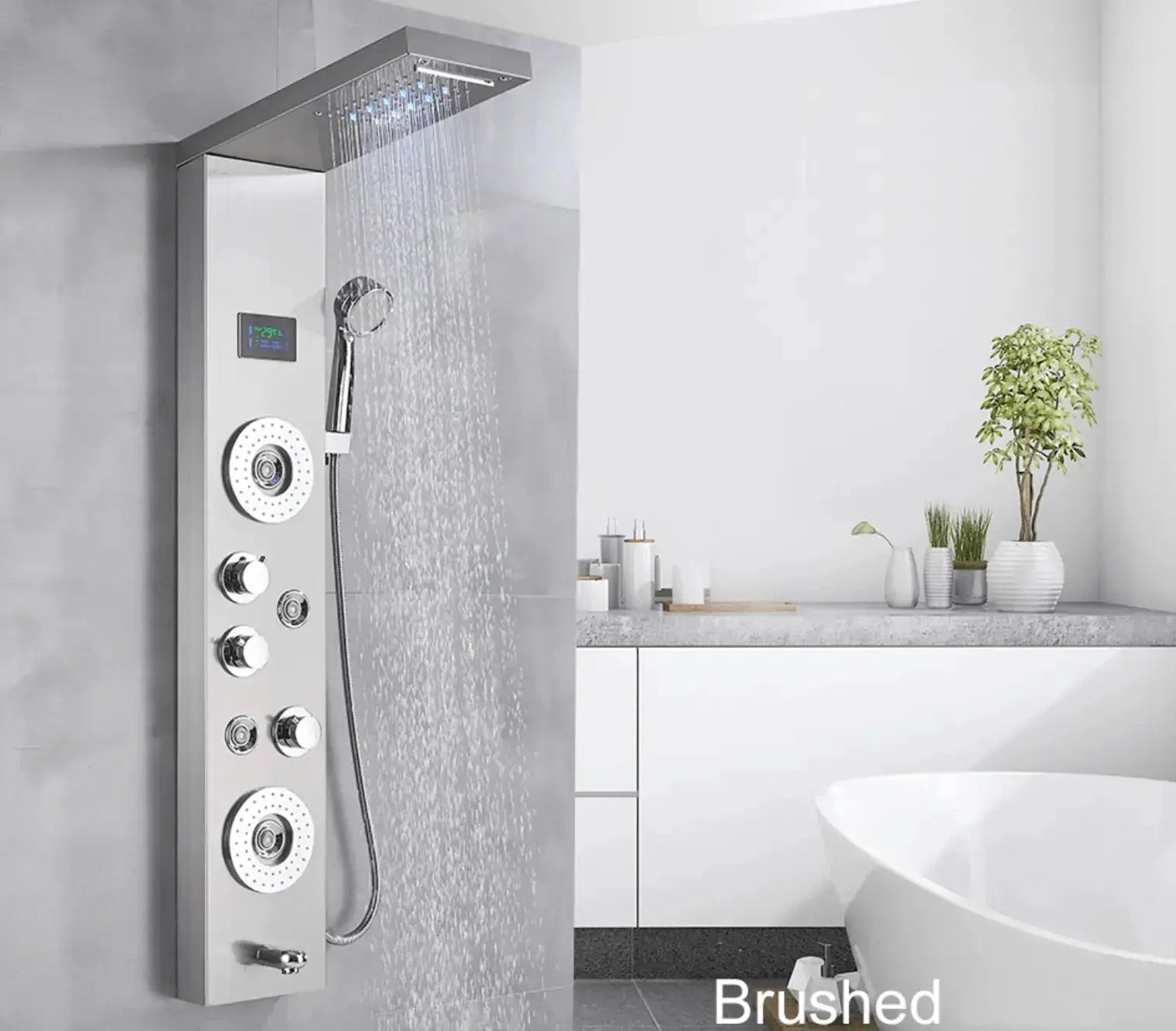 Douchepaneel Opbouwdouche SaniSupreme® Venetië LCD Zilver Geborsteld TK1