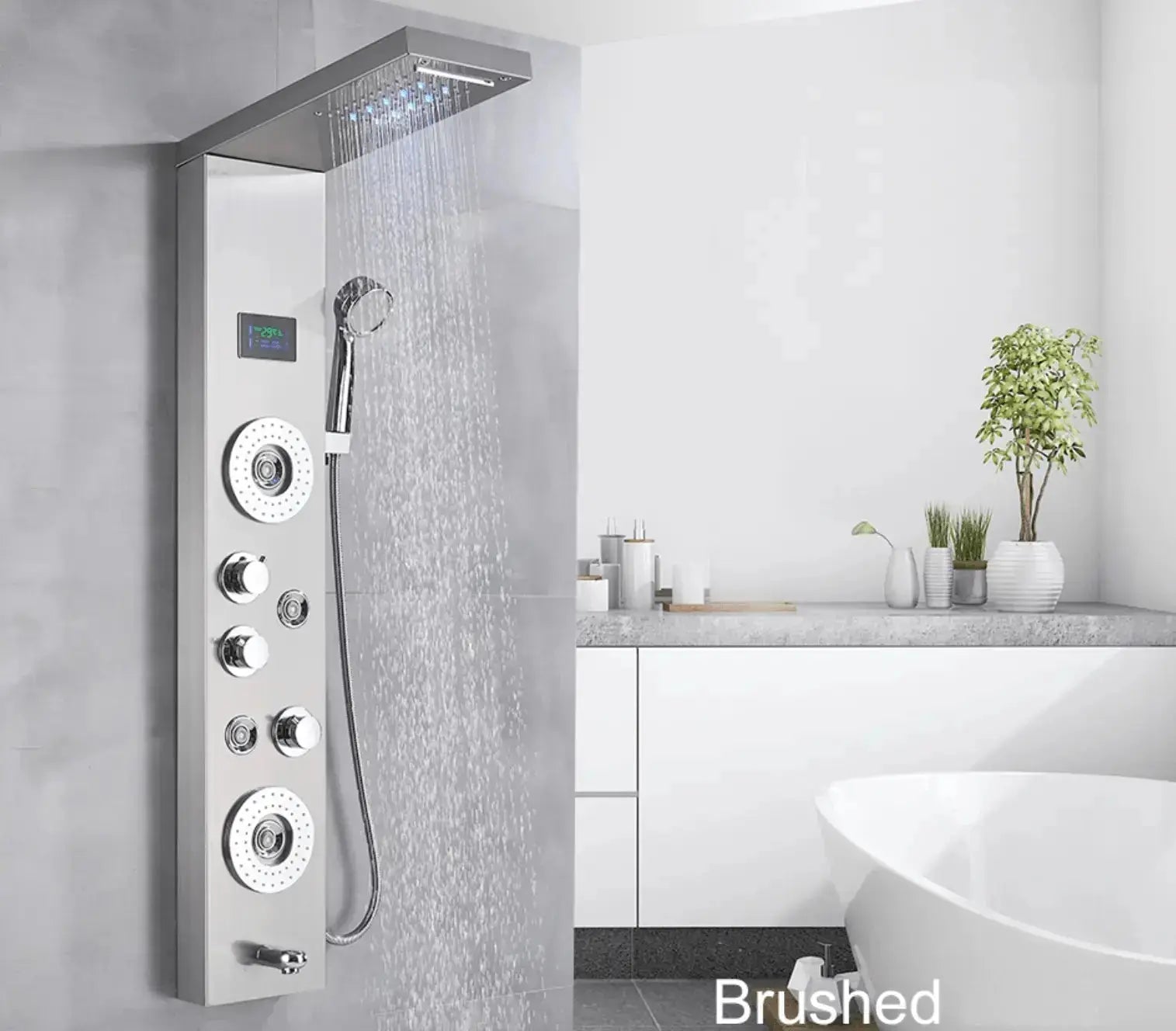 Douchepaneel Opbouwdouche SaniSupreme® Venetië LCD Zilver Geborsteld TK1