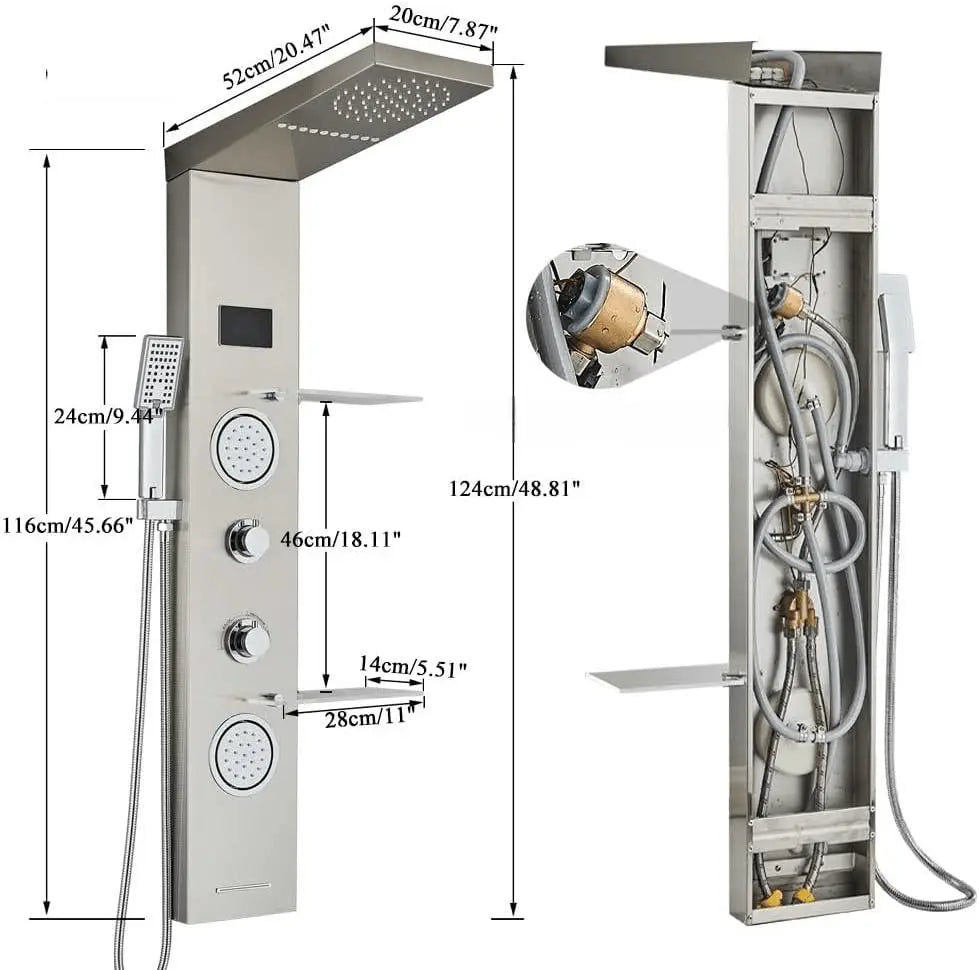 Douchepaneel Regendouche SaniSupreme® Firenze LCD Premium RVS Brushed