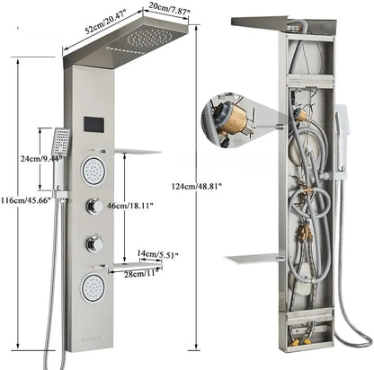 Douchepaneel Regendouche SaniSupreme® Firenze LCD Premium RVS Brushed