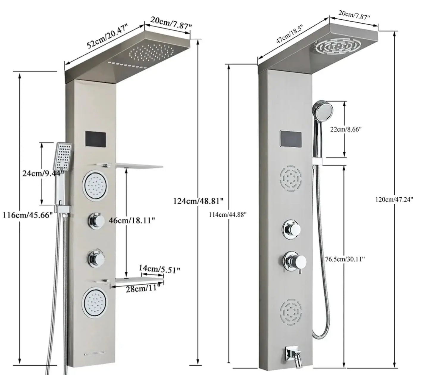 Douchepaneel Regendouche SaniSupreme® Firenze LCD Premium RVS Brushed