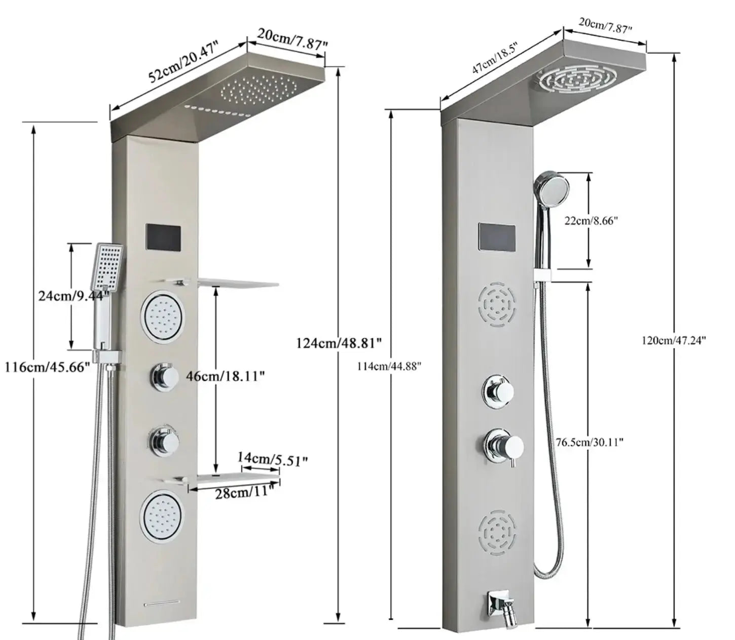 Douchepaneel Regendouche SaniSupreme® Firenze LCD Premium RVS Brushed