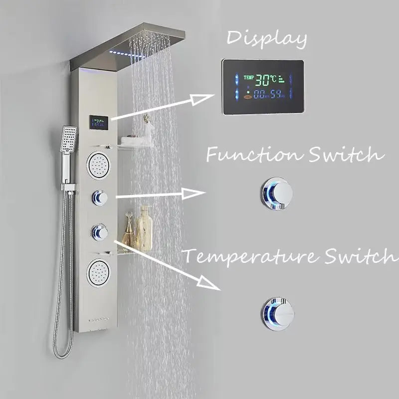 Douchepaneel Regendouche SaniSupreme® Firenze LCD Premium RVS Brushed
