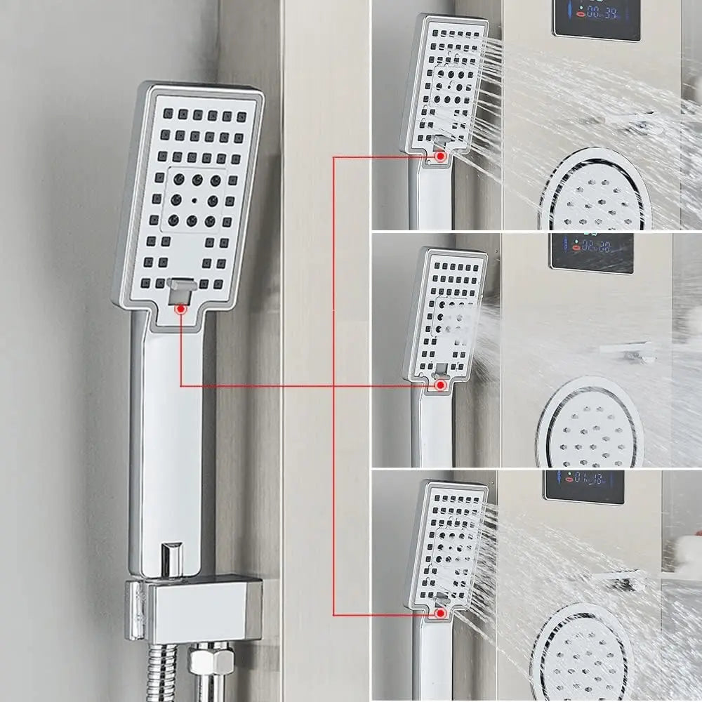 Douchepaneel Regendouche SaniSupreme® Firenze LCD Premium RVS Brushed