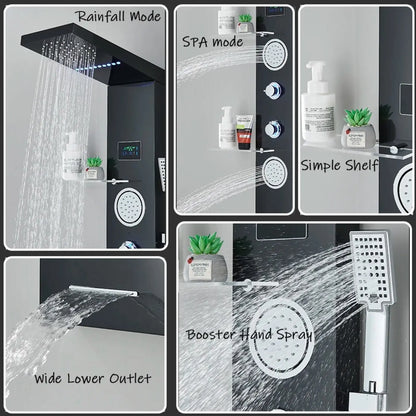 Douchepaneel Regendouche SaniSupreme® Firenze LCD Premium zwart