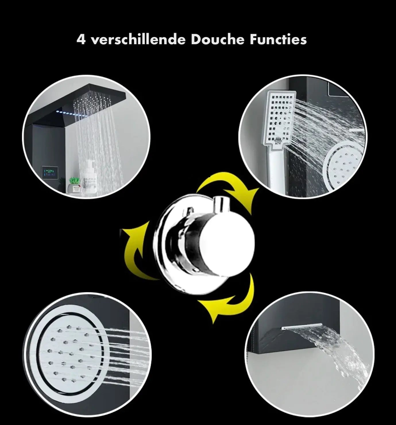 Douchepaneel Regendouche SaniSupreme® Firenze LCD Premium zwart