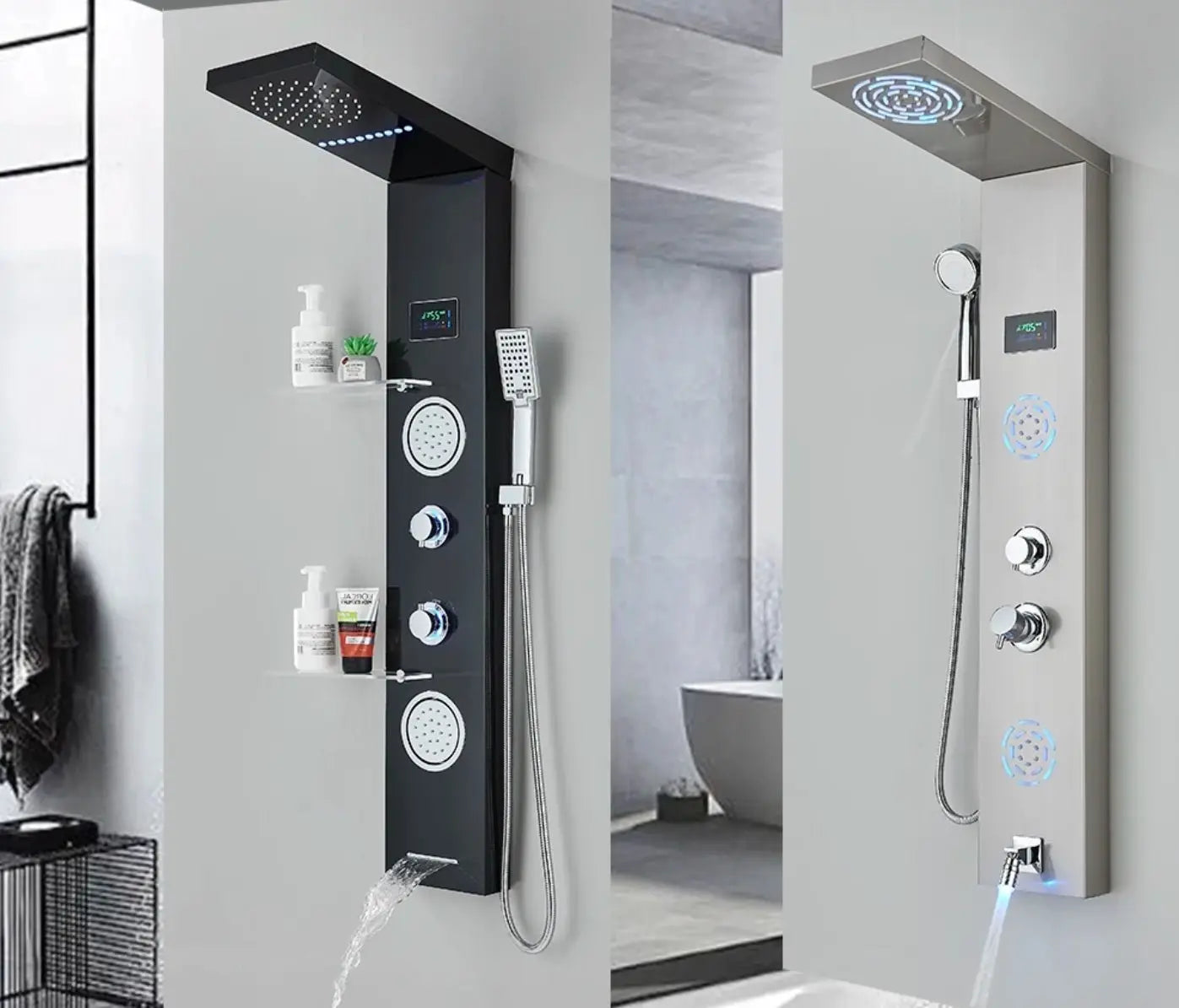 Douchepaneel Regendouche SaniSupreme® Firenze LCD Premium zwart