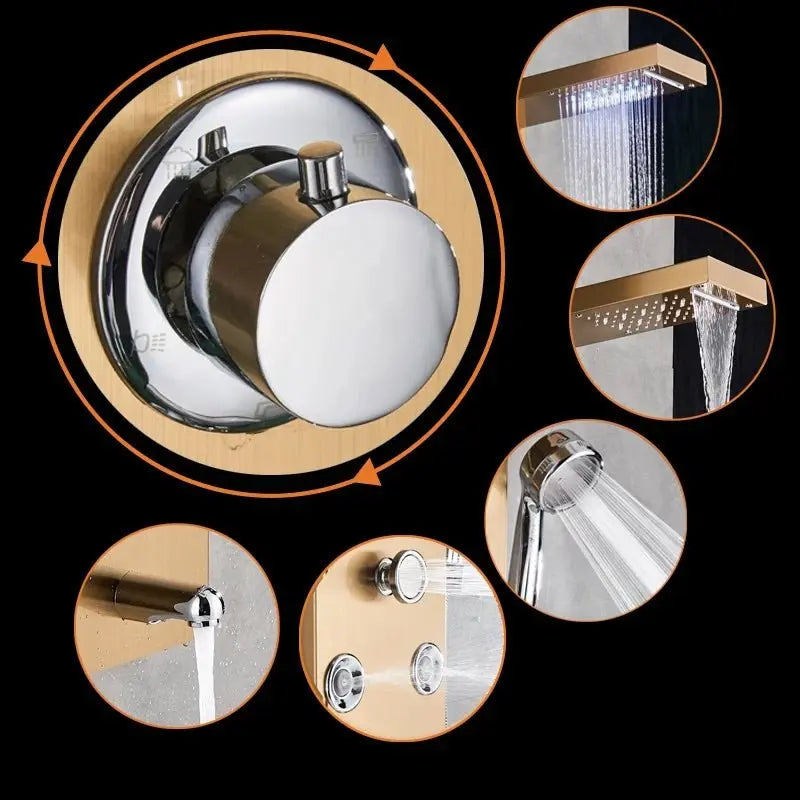 Douchepaneel Regendouche SaniSupreme® Palermo LCD Premium Goud Brushed