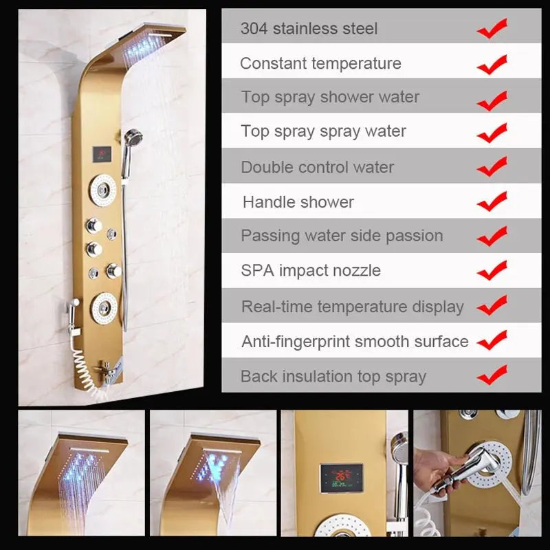 Douchepaneel Regendouche SaniSupreme® Palermo LCD Premium Goud Brushed