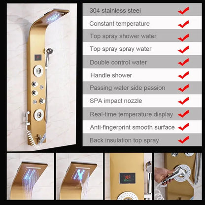 Douchepaneel Regendouche SaniSupreme® Palermo LCD Premium Goud Brushed