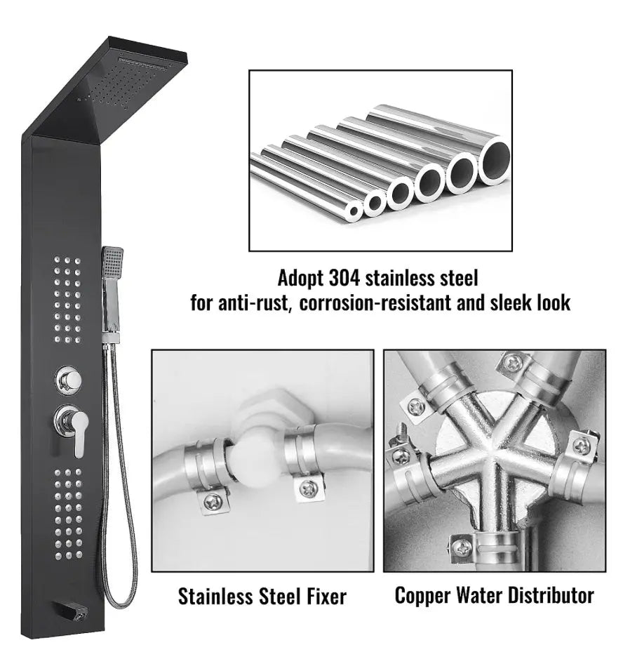 Douchepaneel Regendouche SaniSupreme® Trento zwart
