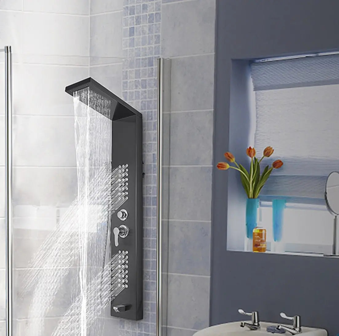 Douchepaneel Regendouche SaniSupreme® Trento zwart