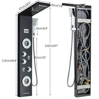 Douchepaneel Regendouche SaniSupreme® Veneto zwart met LED verlichting en Display