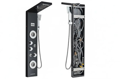 Douchepaneel Regendouche SaniSupreme® Veneto zwart met LED verlichting en Display Sanisupreme