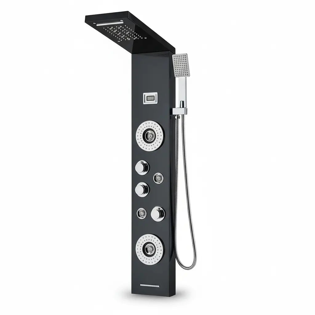 Douchepaneel Regendouche SaniSupreme® Veneto zwart met LED verlichting en Display Sanisupreme