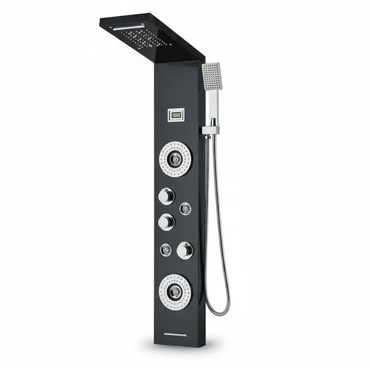 Douchepaneel Regendouche SaniSupreme® Veneto zwart met LED verlichting en Display Sanisupreme