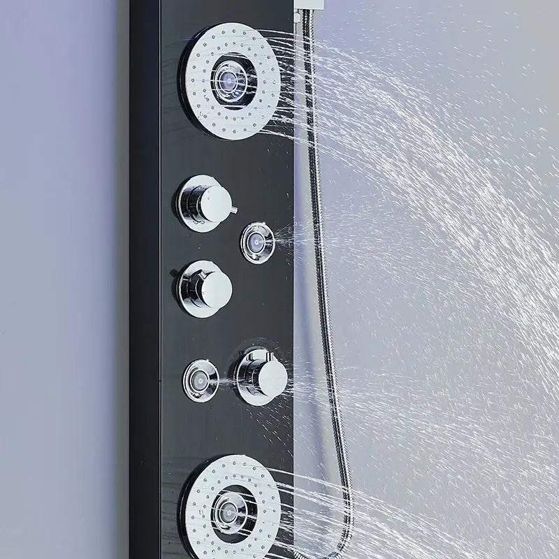 Douchepaneel Regendouche SaniSupreme® Veneto zwart met LED verlichting en Display