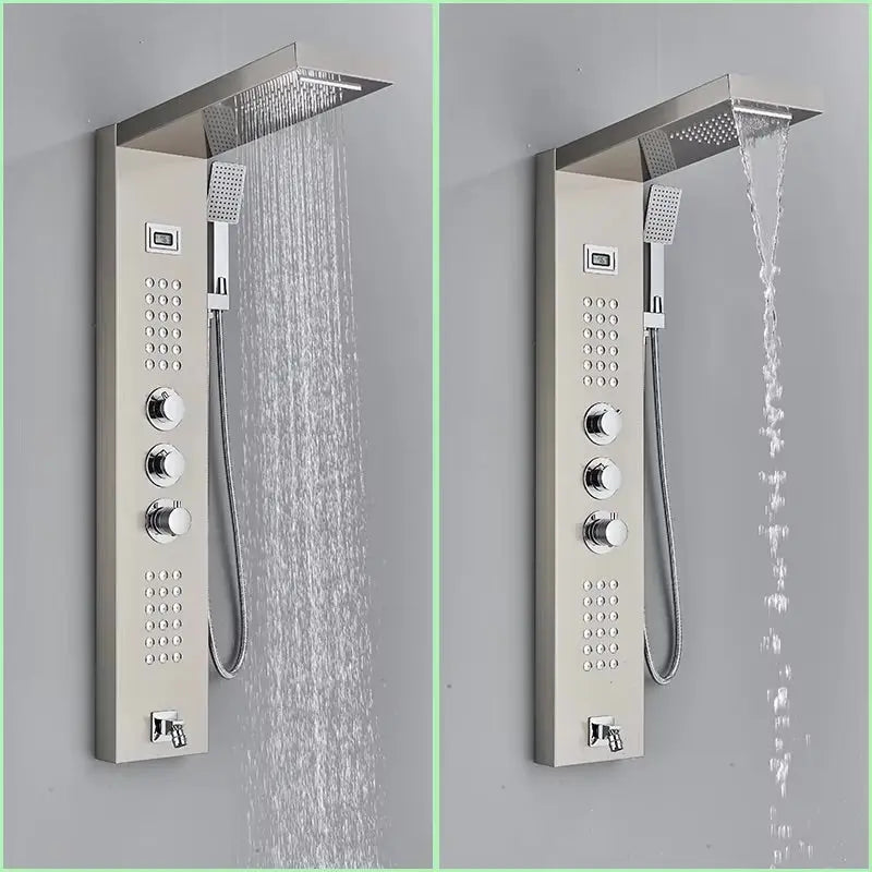 Thermostatisch Massage Douchepaneel Waloni Geborsteld RVS Sanisupreme