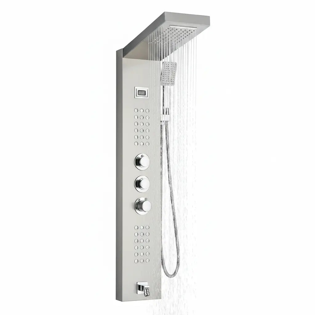 Thermostatisch Massage Douchepaneel Waloni Geborsteld RVS Sanisupreme