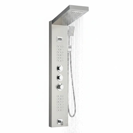 Thermostatisch Massage Douchepaneel Waloni Geborsteld RVS Sanisupreme
