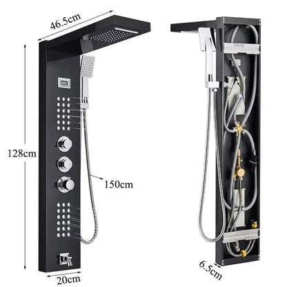 Thermostatisch Massage Douchepaneel Waloni Geborsteld RVS Sanisupreme