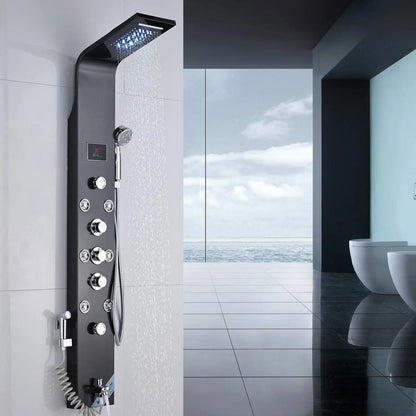 Douchepaneel Wellnessdouche SaniSupreme Sicilie met hand - en voetendouche LCD Premium mat zwart