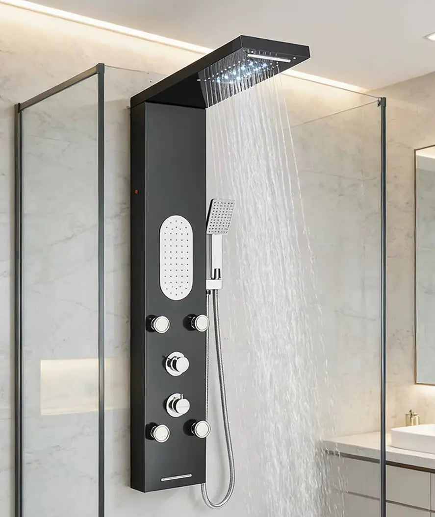 Douchepaneel Regendouche SaniSupreme Bianca Wellness LCD zwart geborsteld Sanisupreme