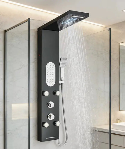 Douchepaneel Regendouche SaniSupreme Bianca Wellness LCD zwart geborsteld Sanisupreme