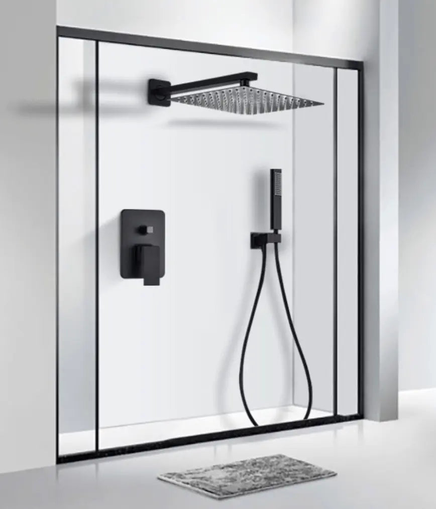 Doucheset Bolivia Premium 25 cm. regendouche vierkant 2 - weg zwart inbouw