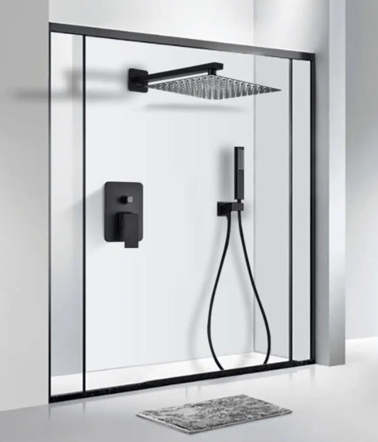 Doucheset Bolivia Premium 25 cm. regendouche vierkant 2 - weg zwart inbouw