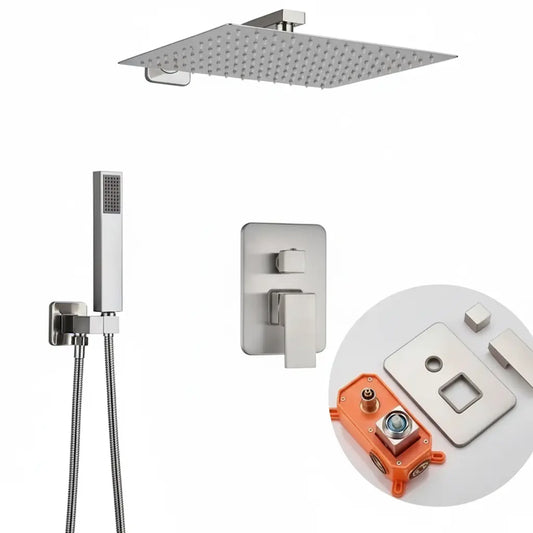 Doucheset Bolivia Premium 30 cm. regendouche vierkant 2-weg RVS geborsteld Sanisupreme