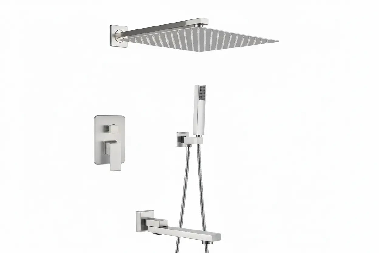 Doucheset Bolivia Premium 30 cm. regendouche vierkant 3-weg RVS geborsteld Sanisupreme