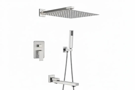 Doucheset Bolivia Premium 30 cm. regendouche vierkant 3-weg RVS geborsteld Sanisupreme