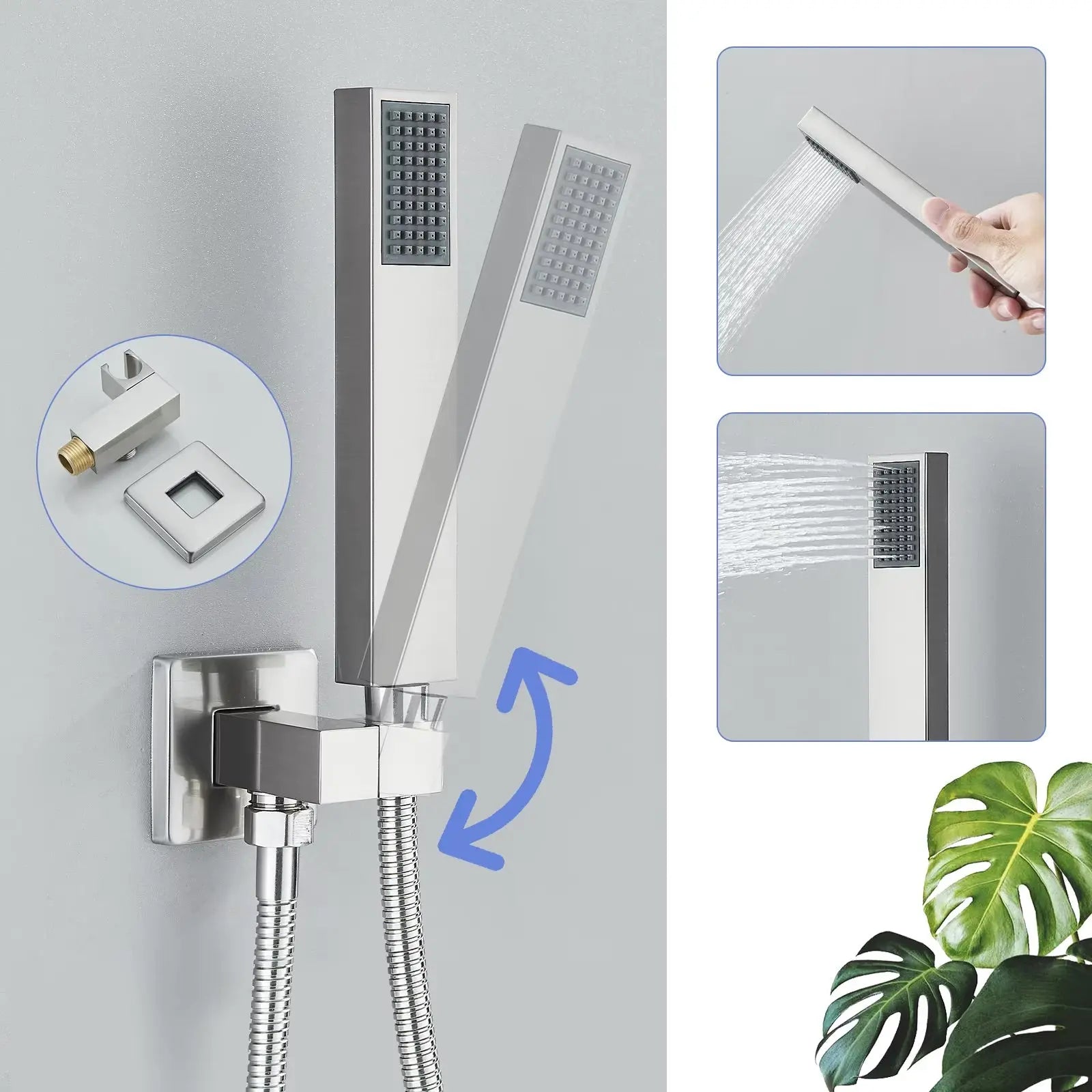 Doucheset Bolivia Premium 30 cm. regendouche vierkant 3 - weg RVS geborsteld