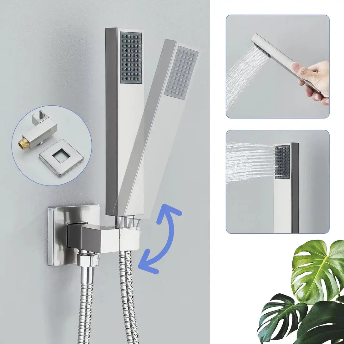 SaniSupreme®  Plafond Thermostatische Doucheset Porlezza 2 weg 40 cm RVS geborsteld Sanisupreme